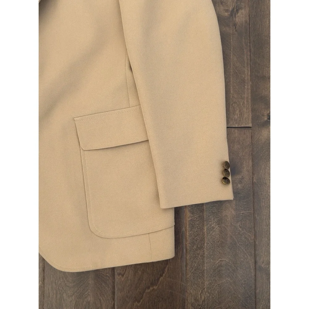 Vintage Haggar Blazer Jacket Mens Size‎ 40L Beige USA Made Gold Buttons 2-Button